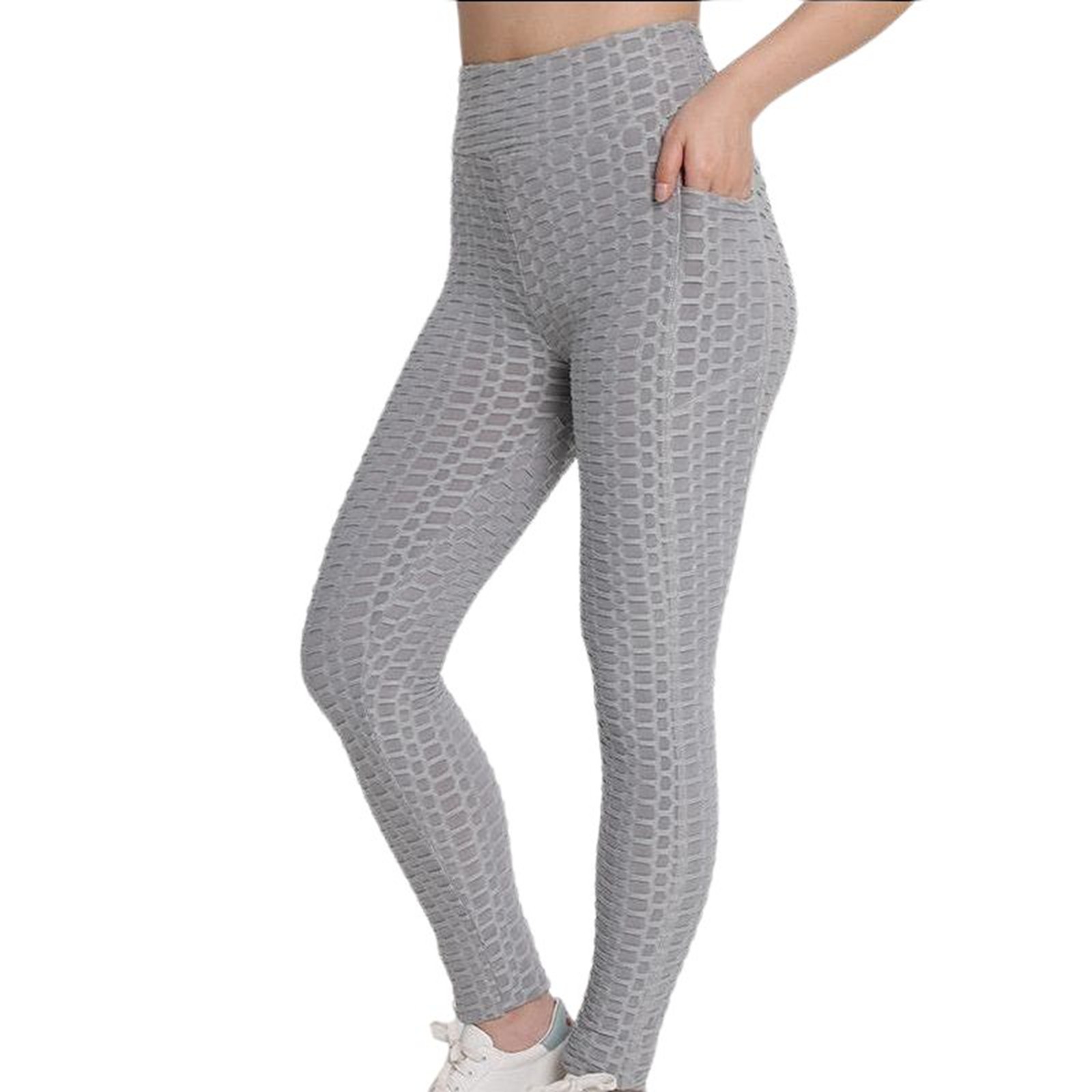 thumbnail image 2 of Pantalones de yoga de cintura alta para mujer: realzan los glúteos, leggings con bolsillos, tejido elástico, ideales para fitness/casual, tallas S-XXL, 2 of 6